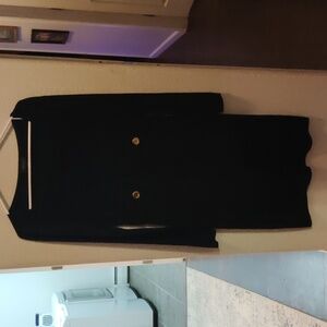 Chic Black Long Sleeve Dress with Gold Buttons Tahari Size S